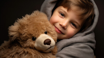 Loving Embrace of Boy and Teddy