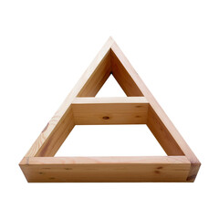 Wooden triangle walls shelves on white background. Interior design Inspiration. Furniture modern inspiration. Home living.