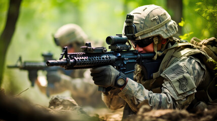 Fototapeta premium US soldiers in combat