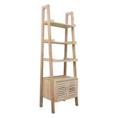 Wooden stand shelves on white background. Interior design Inspiration. Furniture modern inspiration. Home living.