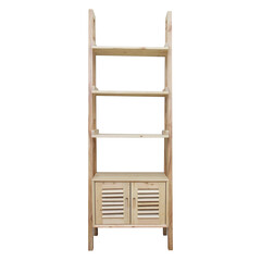 Wooden stand shelves on white background. Interior design Inspiration. Furniture modern inspiration. Home living.