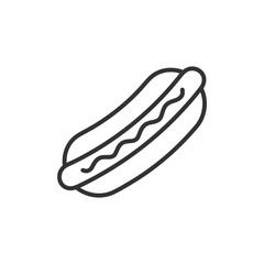 Hot dog line icon with editable stroke. Outline symbol. Vector illustration isolated on white background.