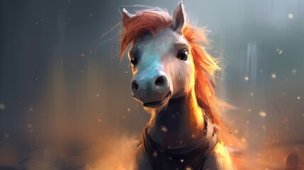 Beautiful digital paining style illustration of a horse