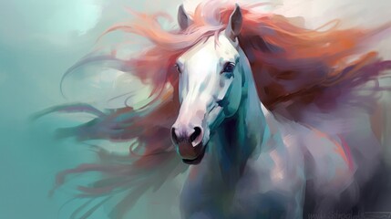 Obraz na płótnie Canvas Beautiful digital paining style illustration of a horse