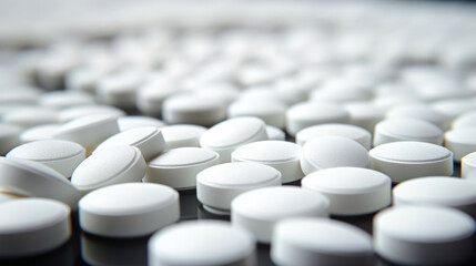Fototapeta na wymiar Pristine Pharmaceuticals: Close-Up of White Tablets