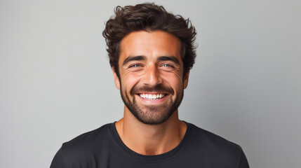 Obraz premium Minimalist Portrait of an American Man Expressing Amusement
