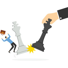 Playing chess wins against opponents, Vector illustration in flat style