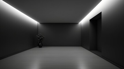 Simple black smooth wall, minimalist interior design, Generative AI	
