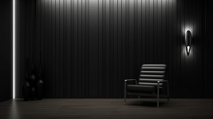 Simple black smooth wall, minimalist interior design, Generative AI	
