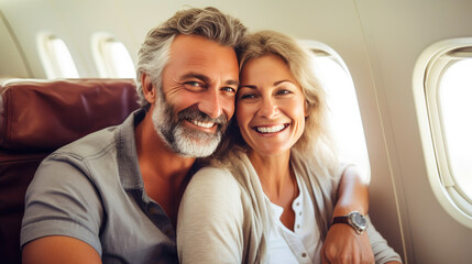 In-Flight Happiness: Smiling Young Couple's Adventure