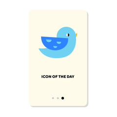 Little blue bird on white background. Colorful bird cartoon illustration. Fauna and animals concept. Vector illustration symbol elements for web design and apps