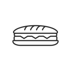 Sandwich - line icon with editable stroke. Outline fast food symbol. Vector illustration. 