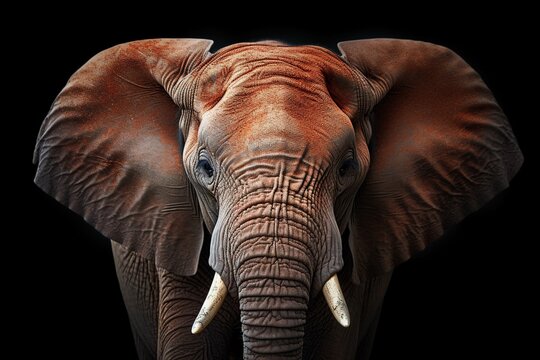 elephant portrait on black background