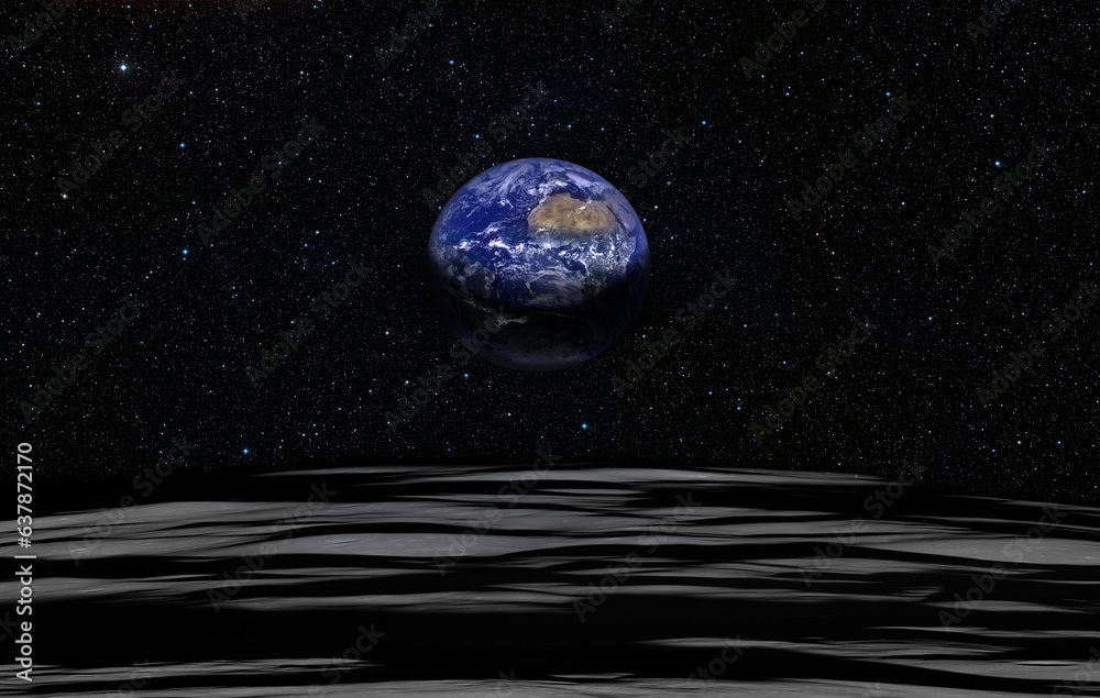 Poster the earth as seen from the surface of the moon 