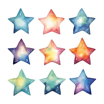Starry Watercolor Universe: Vector Illustration of Multicolored Celestial Magic