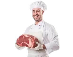 Happy butcher portrait, cut out