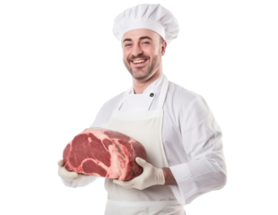 Happy butcher portrait, cut out