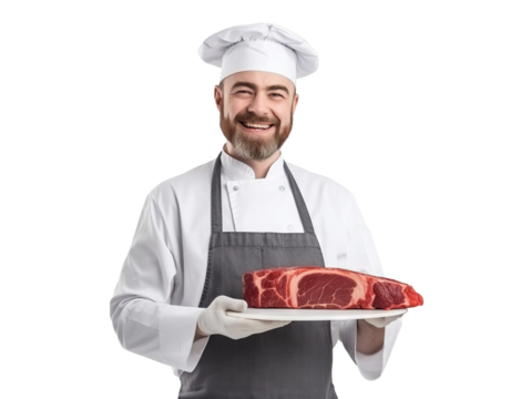 Happy butcher portrait, cut out