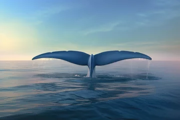 Foto op Canvas blue whale tail emerging from ocean surface © Alfazet Chronicles