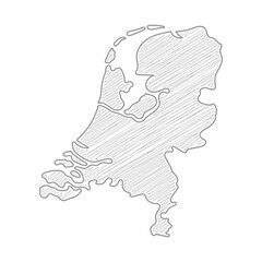 Netherlands Map Drawing, Pencil Sketch