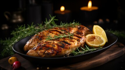 Tasty and delicious grilled chicken. AI generative.