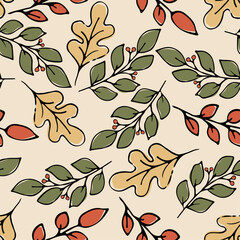 seamless pattern with leaves, autumn background