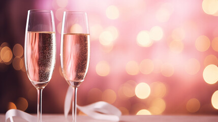 Valentines day celebration toast pink champagne glass