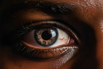  hazel blue eye of poc dark skinned person close up 