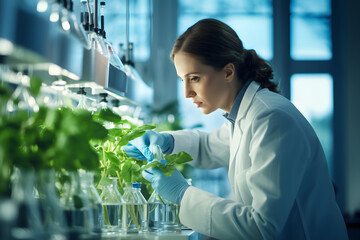 Genetically modified crops, biotechnology, plant grown in a laboratory - obrazy, fototapety, plakaty