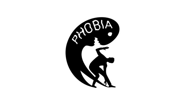Phobia silhouette, A man is afraid of his own shadow and hides it with his hand.