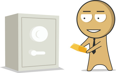 Rich man with a safe
