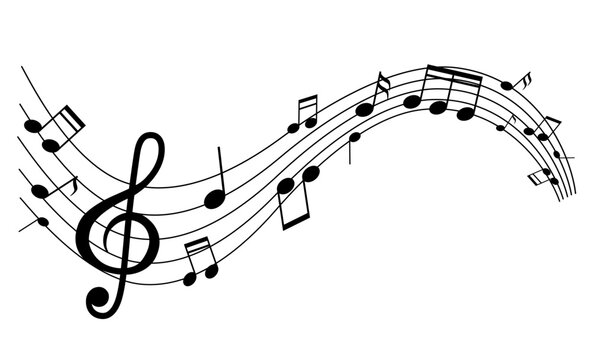 Wave pentagram music notes stave treble song 