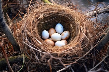 nest with eggs in unusual, unique location