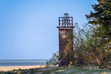 The old fishermen's lighthouse on Ragaciema beach, built in 1875, destroyed during the war