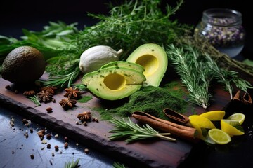 preparing avocado toast with spices and herbs