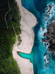 The girl in the form of sand and forest, and the boy in the form of the ocean, engage in love.
