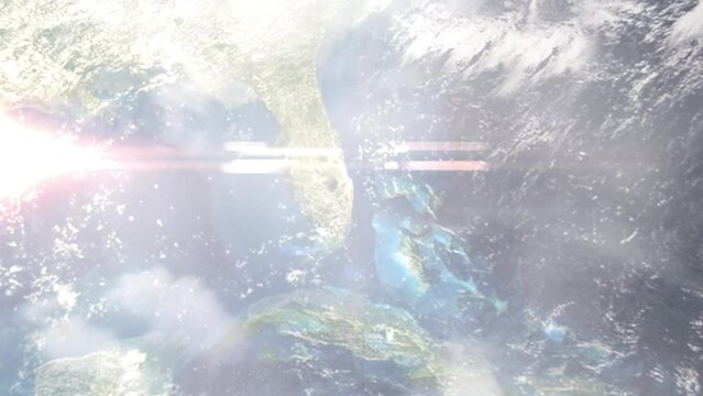Zoom in from space and focus on Boynton Beach, Florida, USA. 3D Animation. Background for travel intro. Elements of this image furnished by NASA