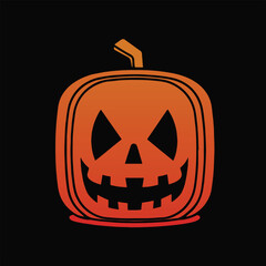 Halloween scary pumpkin in flat style for poster, banner, greeting card. Vector illustration isolated