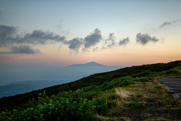 Mt. Chokai from Mt. Gassan 8th station before dawn
