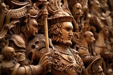 Fototapeta na wymiar macro shot of a knights intricate carving detail