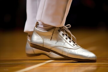 fencing shoes stepping on the piste during a match