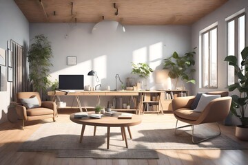 3d render of luxury home interior, living room
