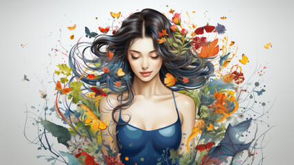 Fototapeta premium Wellness in mind and body illustration. .