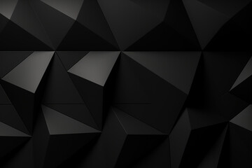 Black Polygonal Surface with Triangular Pyramids. Modern, Dark Background. .