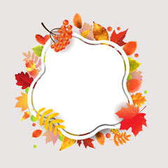 Banner With Autumn Leaves Isolated