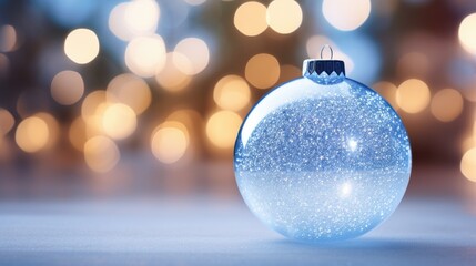 Fototapeta na wymiar Glass Christmas ball on the windowsill. Christmas and New Year concept