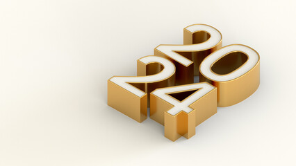 2024 gold 3d numbers on the white background. 3d render illustration - 637885327