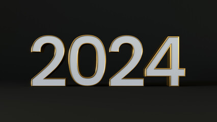 2024 text, happy new year background. 3d render illustration - 637885384