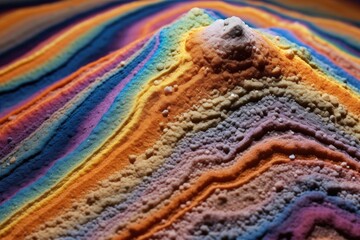 close-up of a single, colorful grain of sand