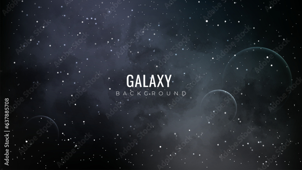 Wall mural galaxy background. abstract constellation background with nebula and planets. realistic starry night